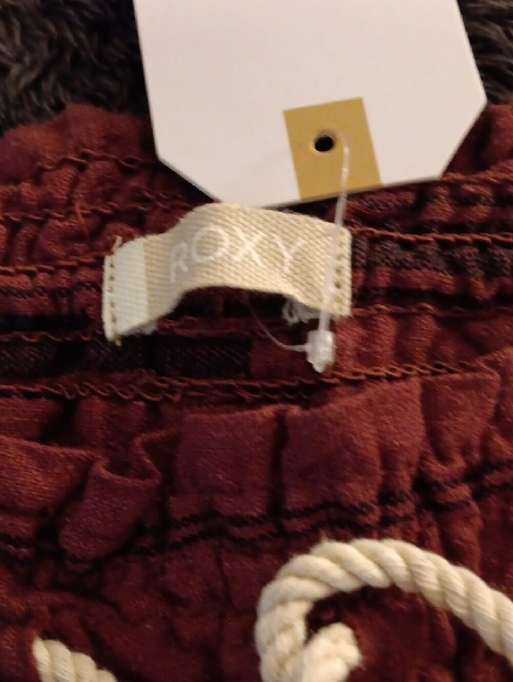 Roxy Rust Red Striped Drawstring Joggers - Picture 3 of 5
